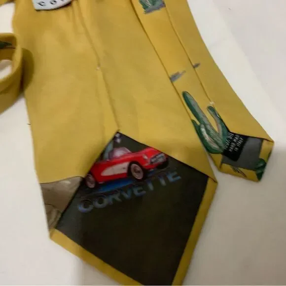 Corvette 100% silk made in Italy Happy trails Corvette men's necktie TIE. - Picture 6 of 7